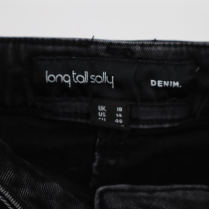 Long Tall Sally Skinny Jeans Womens 14 Gray Denim Cotton Stretch Preppy Mid Rise