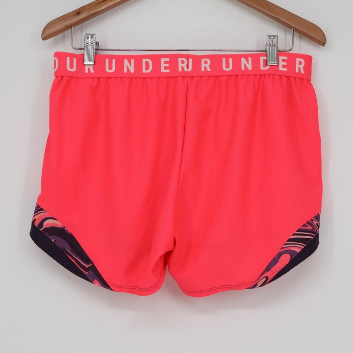 Under Armour Womens Neon Pink Branded Waistband Running Athletic Shorts Size L
