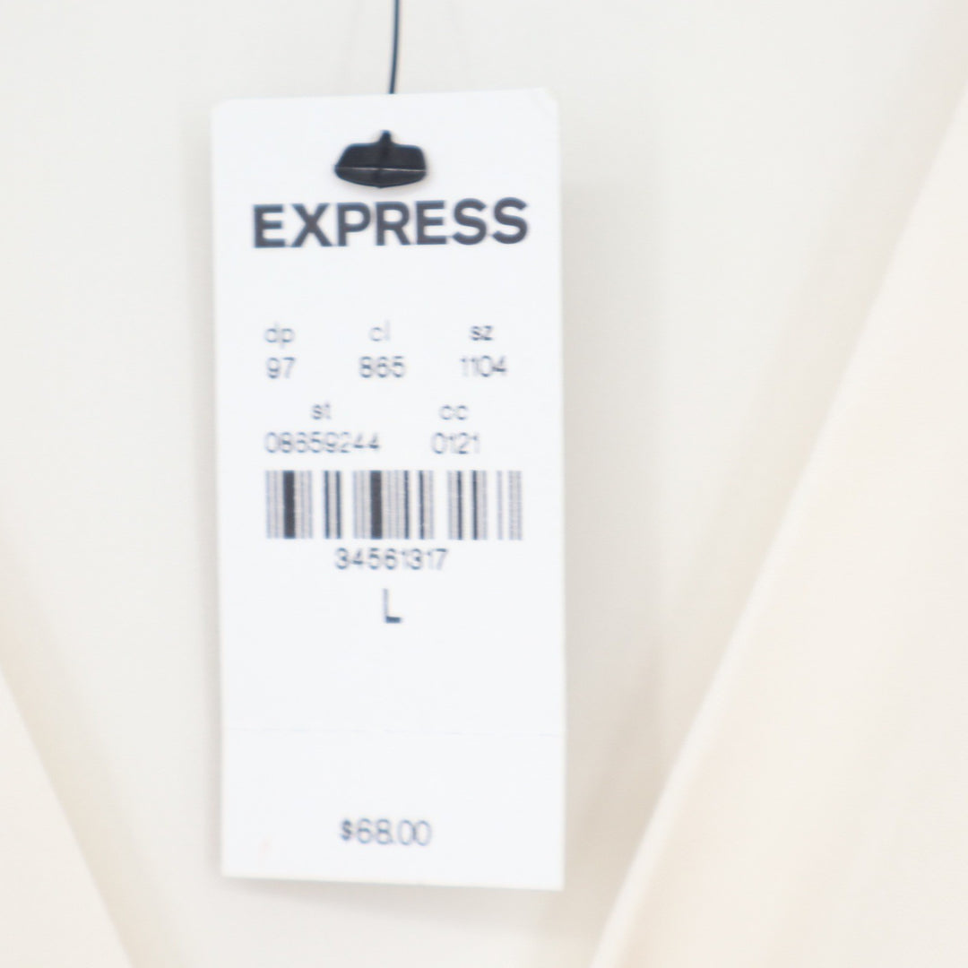 Express Ivory Surplice Wrap Front Tie Peplum Blouse NWT Large