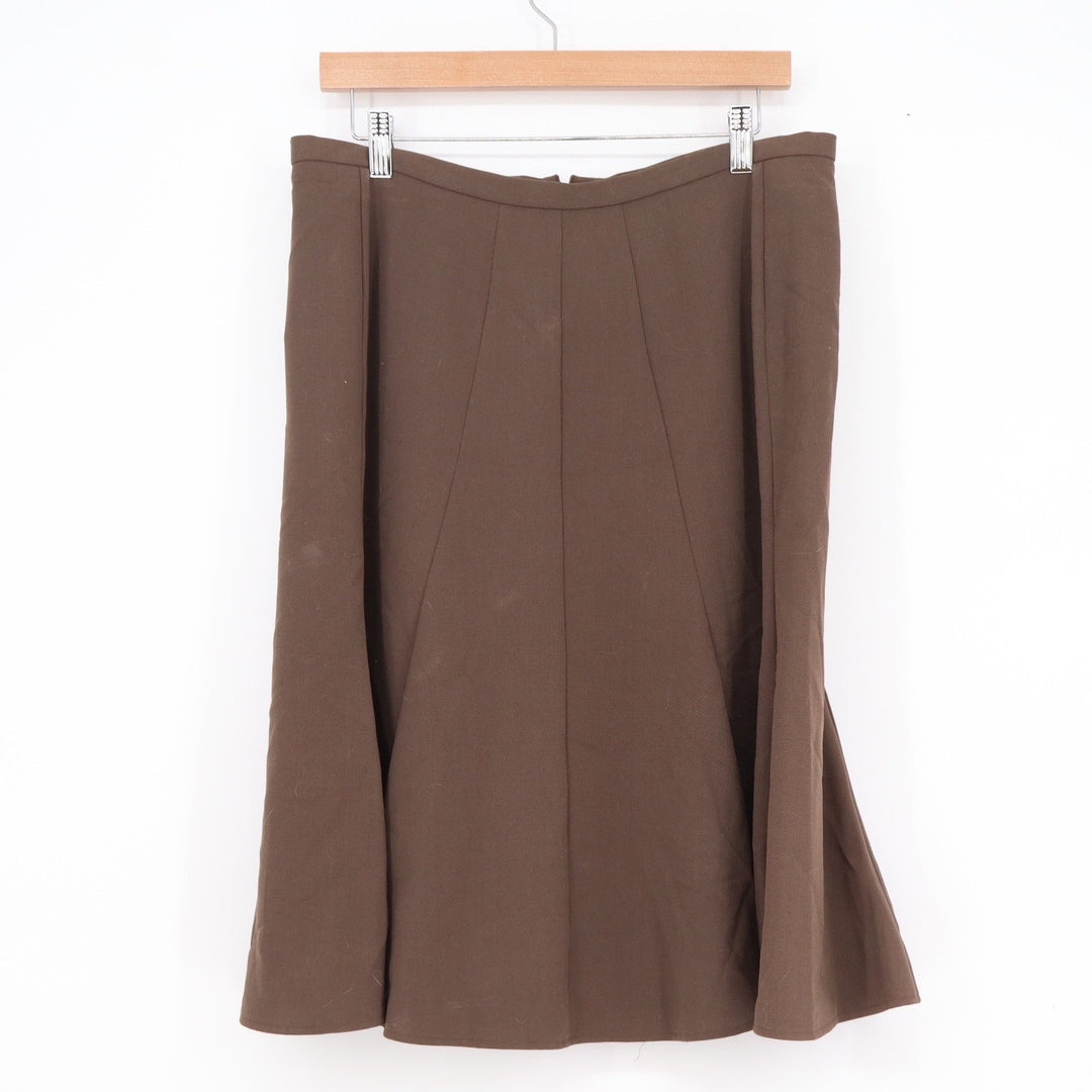 Apostrophe Brown Paneled Midi Skirt Womens Size 12 A-Line Career Business Casual