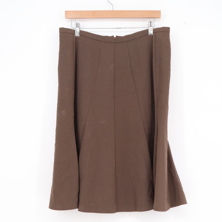 Apostrophe Brown Paneled Midi Skirt Womens Size 12 A-Line Career Business Casual