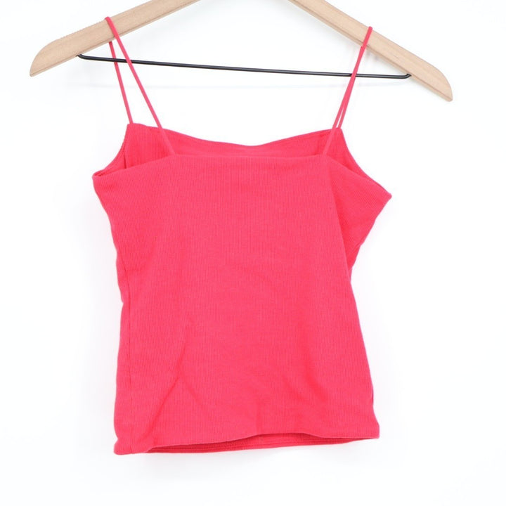 Madewell Squareneck Tank Top Women XS Red Cotton Stretch Spaghetti Strap Ribbed