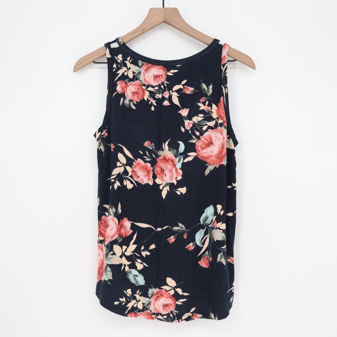 Pink Clover Tank Top Womens S Striped Floral Navy White Mixed Print Excellent