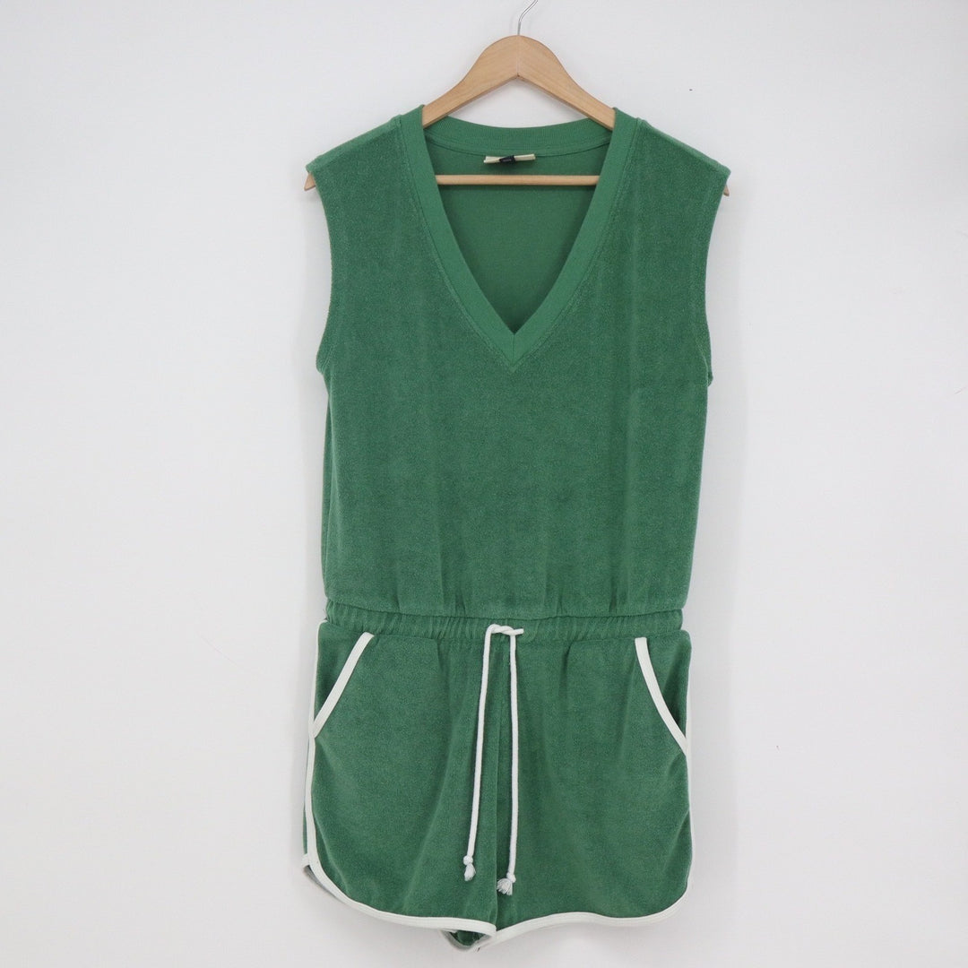 Universal Thread Green Terry Cloth V-Neck Sleeveless Romper Small