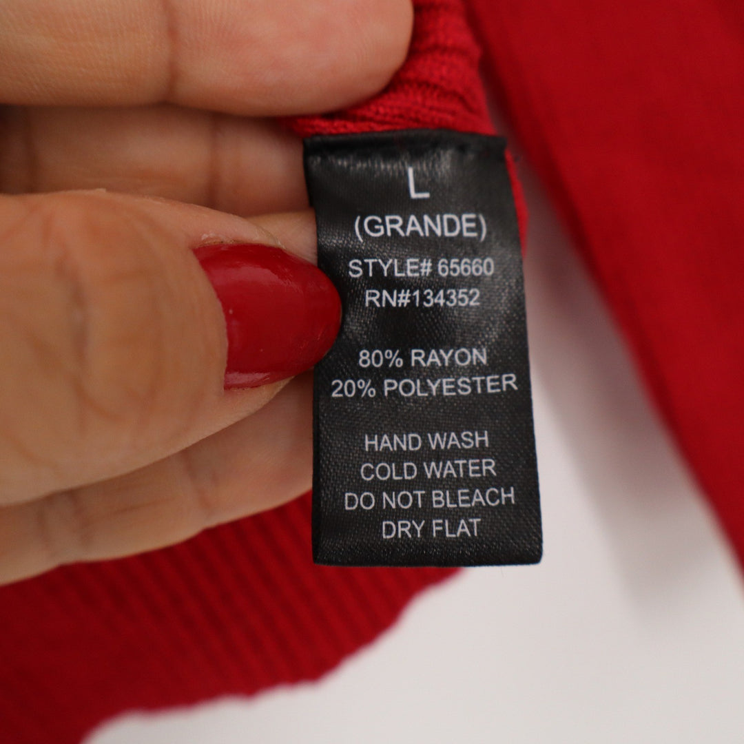 Ambiance Apparel Red Ribbed Turtleneck Sweater Long Sleeve Slim Fit Women L