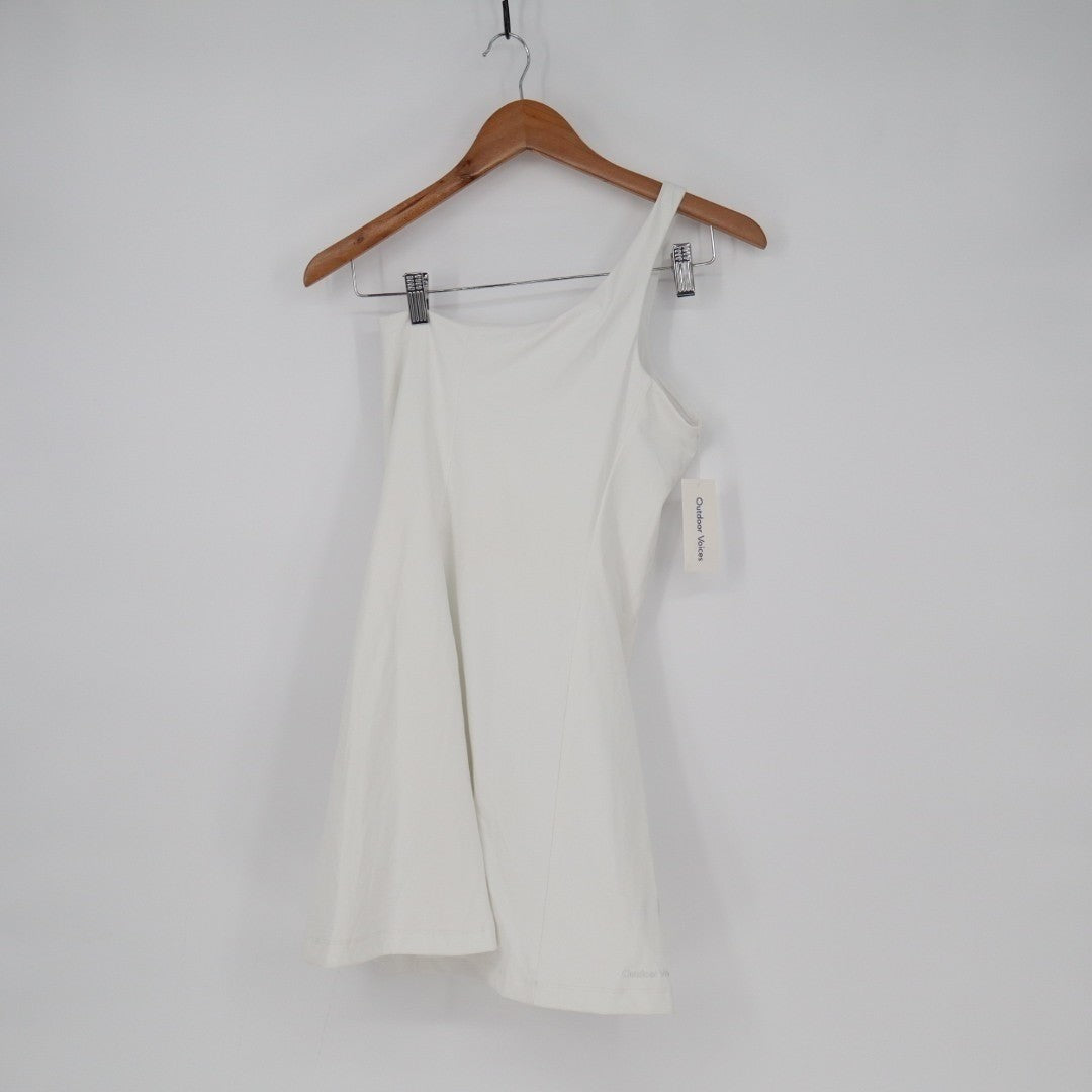 Outdoor Voices Mini Dress Womens XS White Stretch Liner One Shoulder Sleeveless