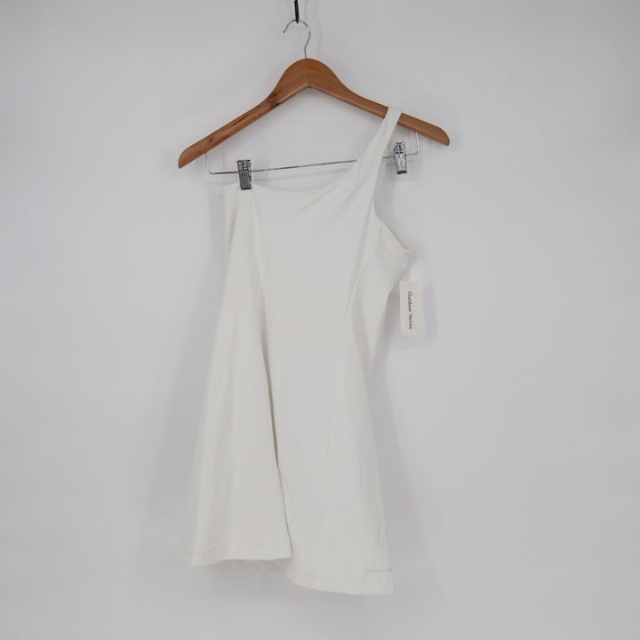 Outdoor Voices Mini Dress Womens XS White Stretch Liner One Shoulder Sleeveless