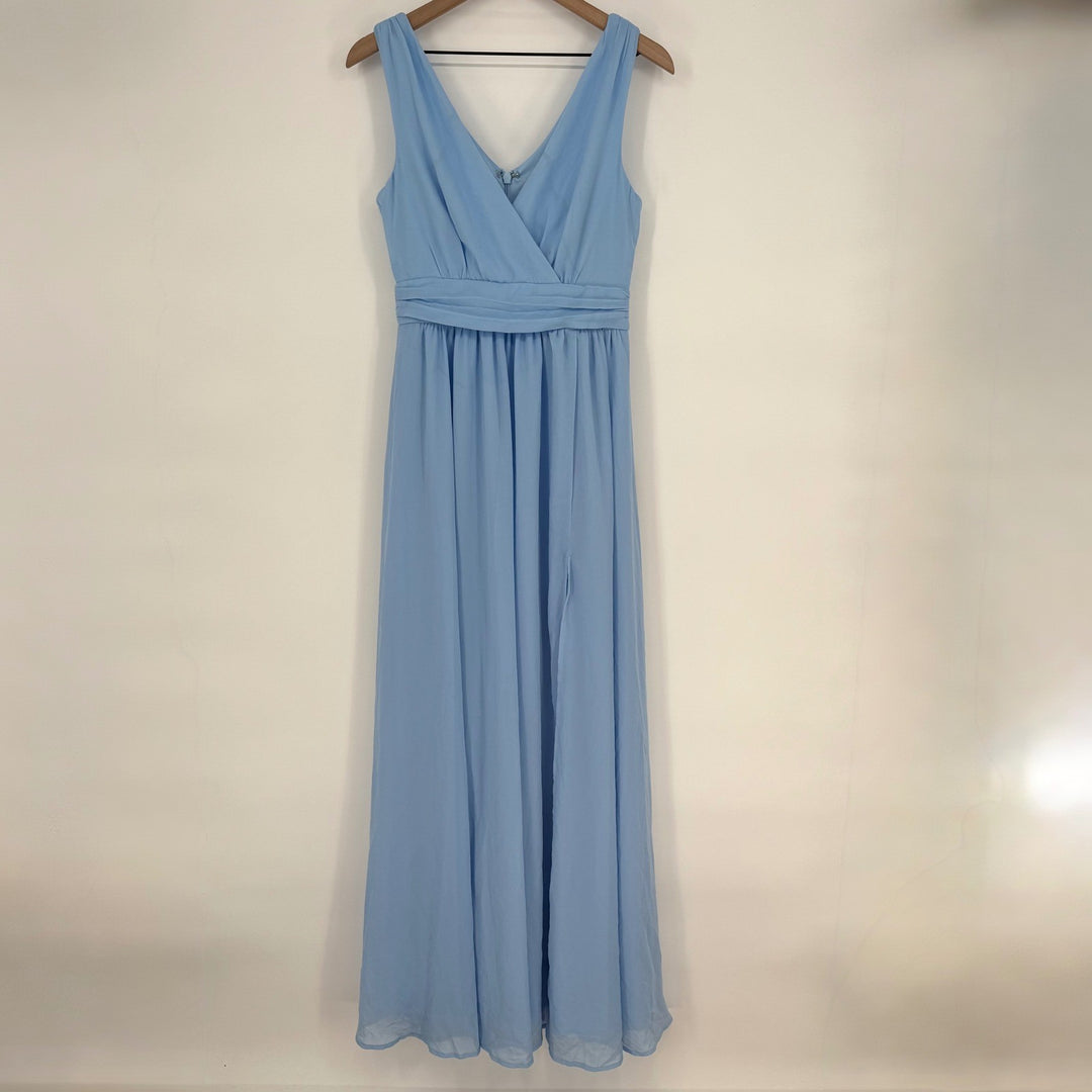 Lulus Thoughts Of Hue Light Blue Surplice Maxi Dress Size S