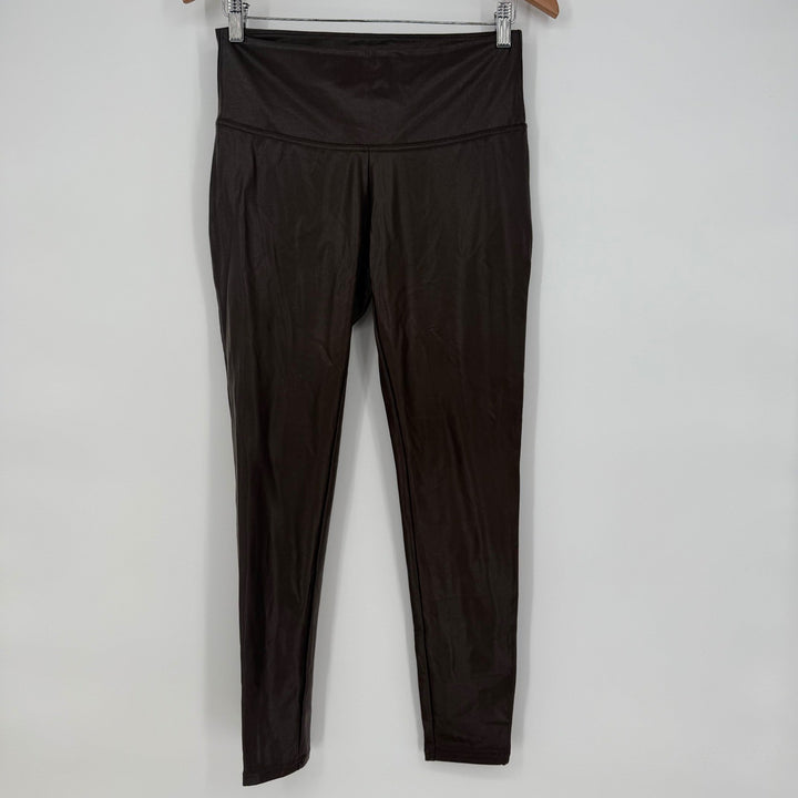 Time and Tru Faux Leather Leggings Brown High Waist Comfortable Size M