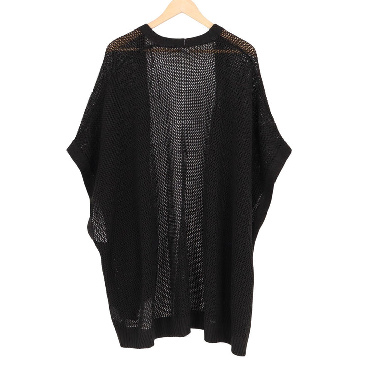 Time And Tru Cardigan Womens L/XL Black Mesh Knit Kimono Sleeve Open Front