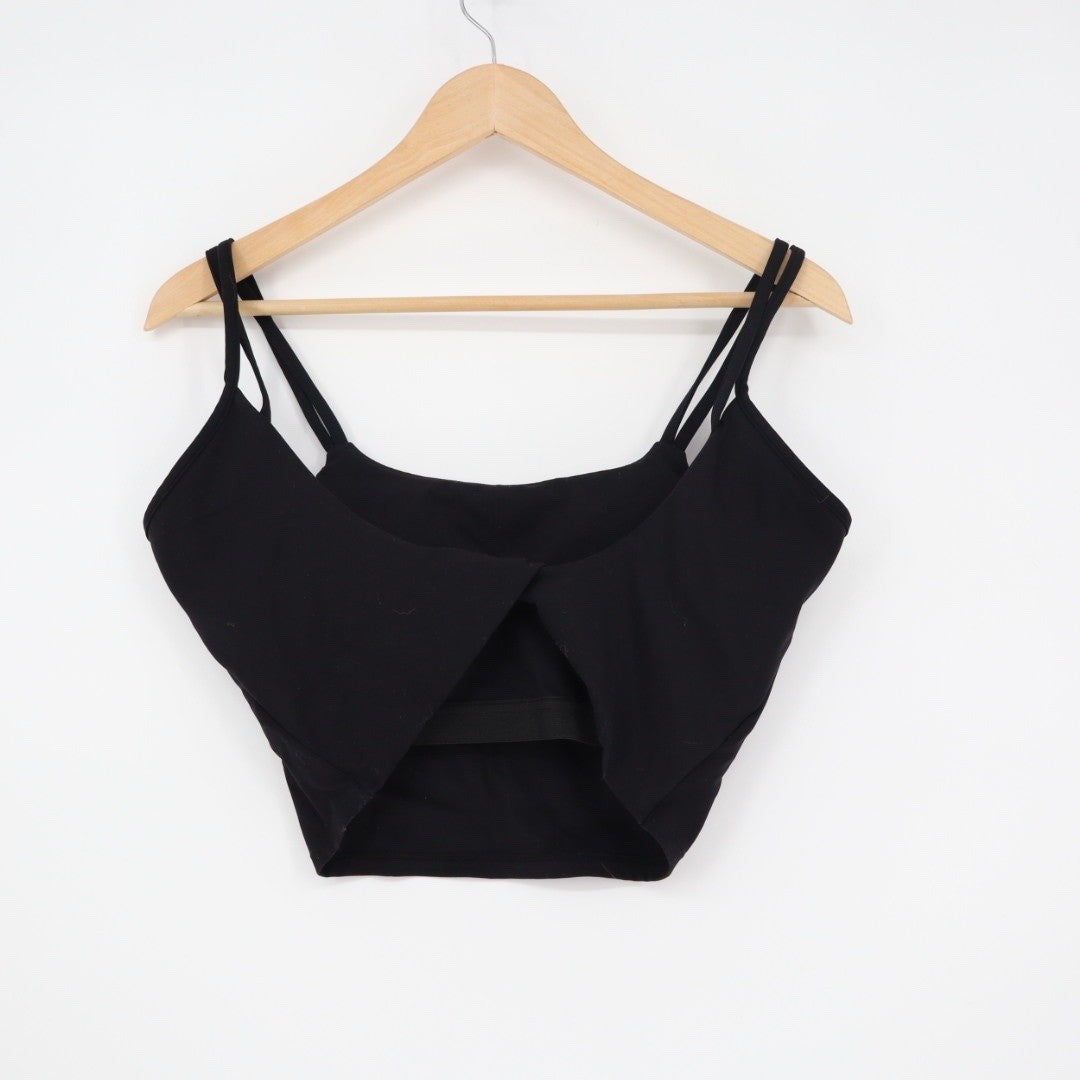 Black Cropped Tank Top Cami Double Strap Size L