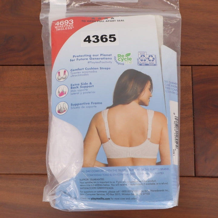 Playtex 18 Hour Ultimate Shoulder Comfort Wireless Bra Womens 44B White Stretch
