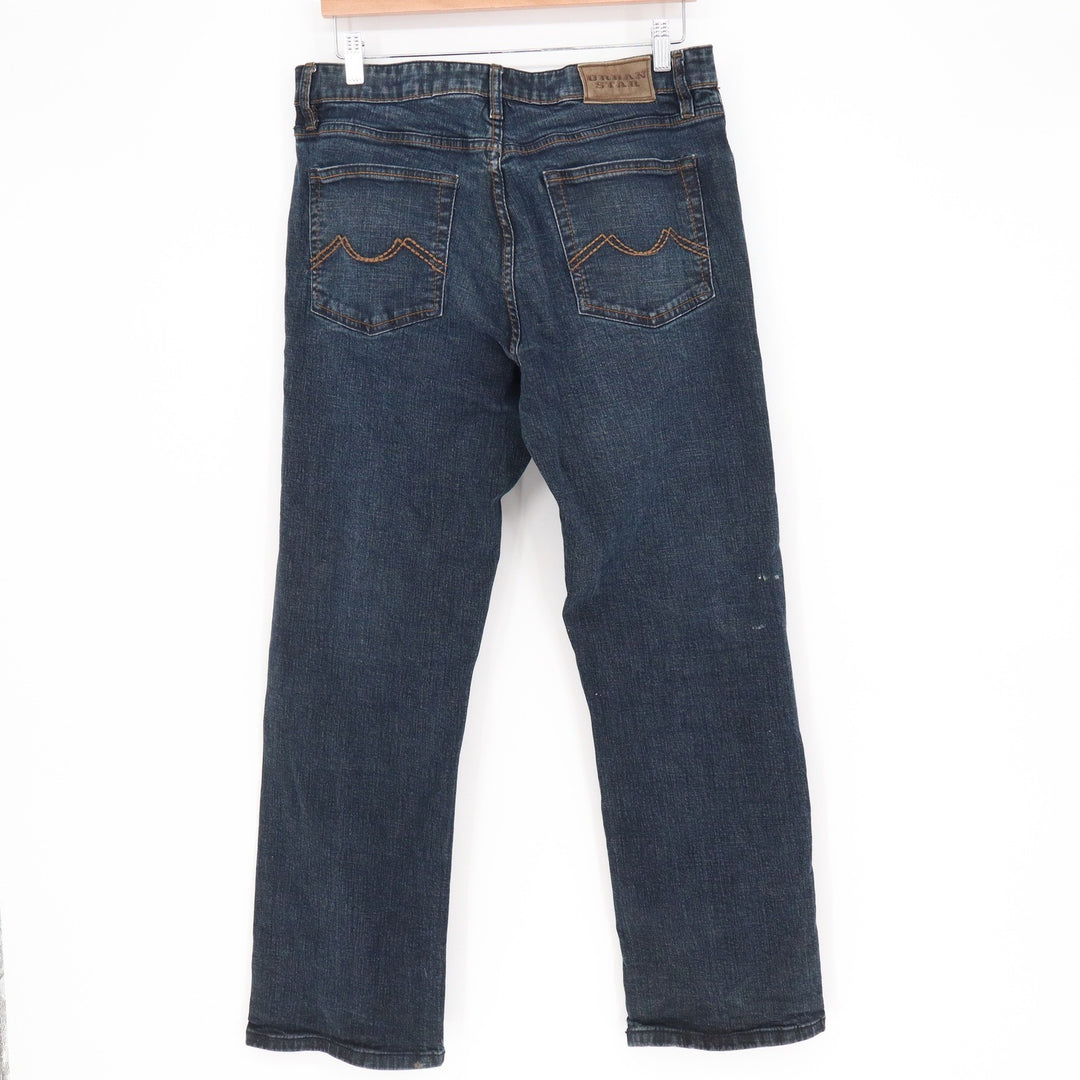 Urban Star Mens Dark Wash Straight Leg Denim Jeans 34x30 Blue