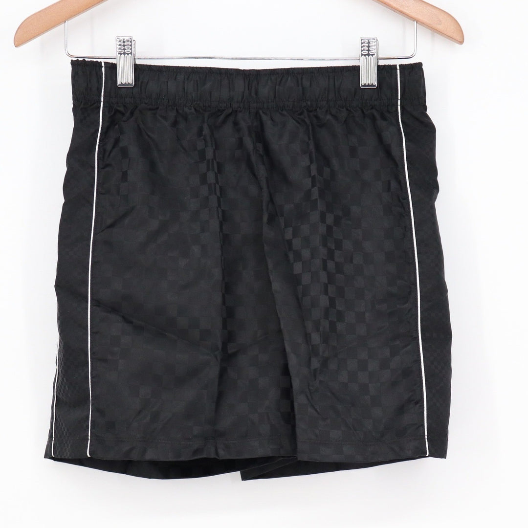 DSG Boys Black Woven Soccer Shorts Checkerboard Piping Size L 14-16