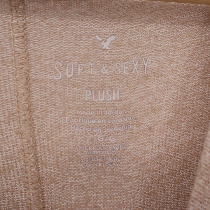 American Eagle Soft & Sexy Plush Tan Heather Long Sleeve Top Large