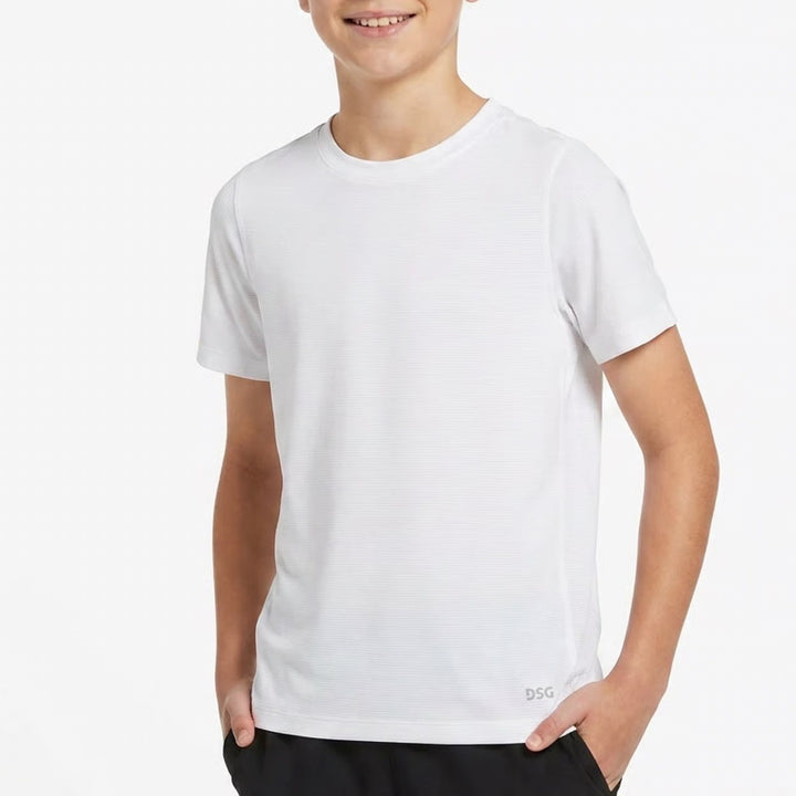 DSG Boys Movement Tee White Short Sleeve Performance Shirt S 8-9