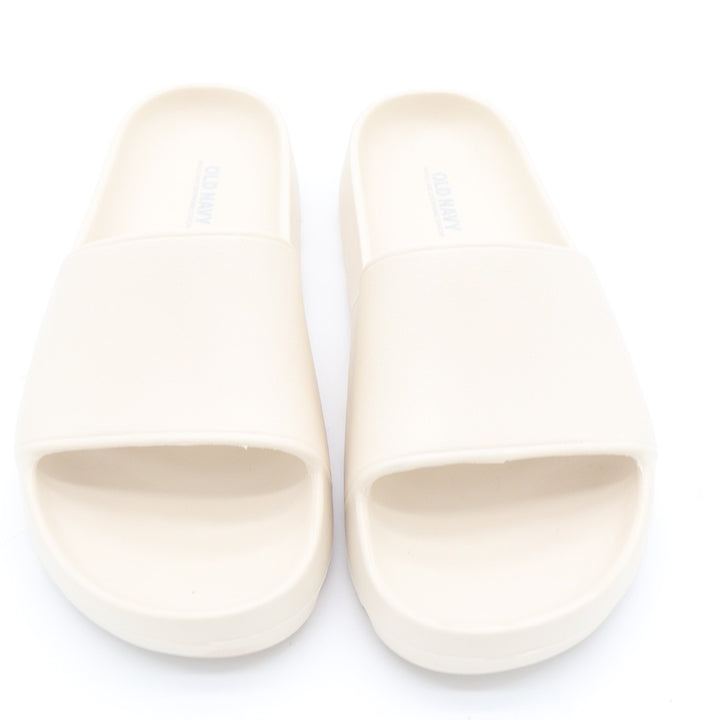 Old Navy Cream Platform Slide Sandals Women Size 7 Lug Sole Foam