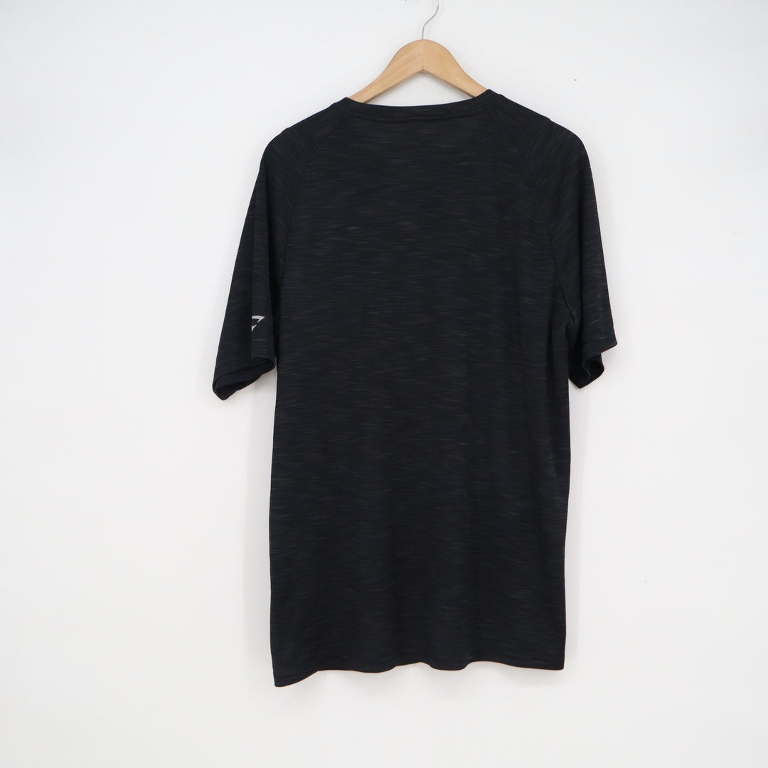 Cheetah Mens Black Heathered Performance Dri T-Shirt Large Short Sleeve Gym Top