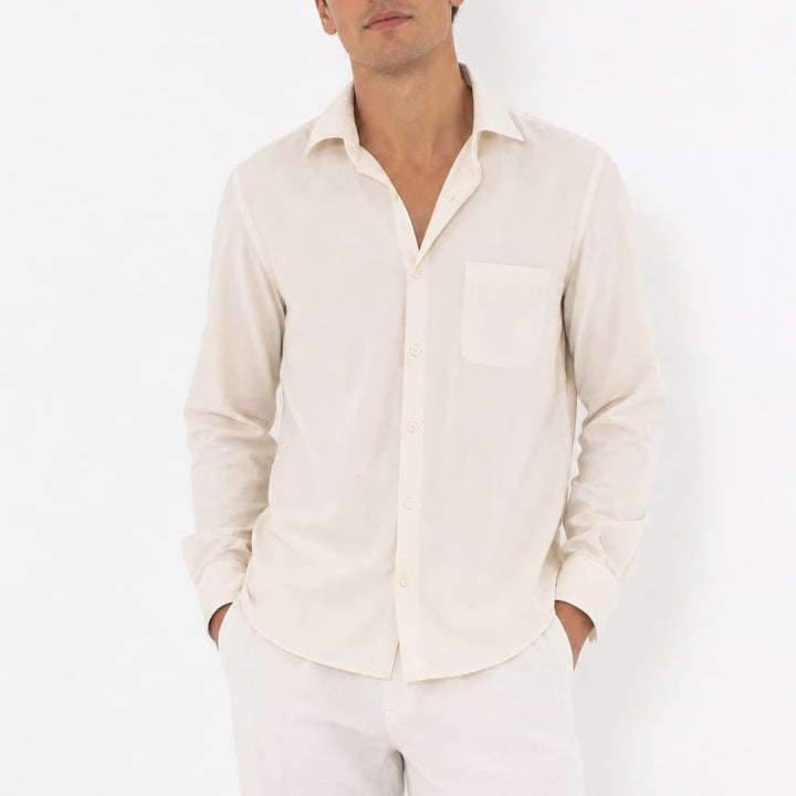 Haggar Mens Slim Fit Dress Shirt Cream Long Sleeve Stretch Cotton 16-16.5 34/35