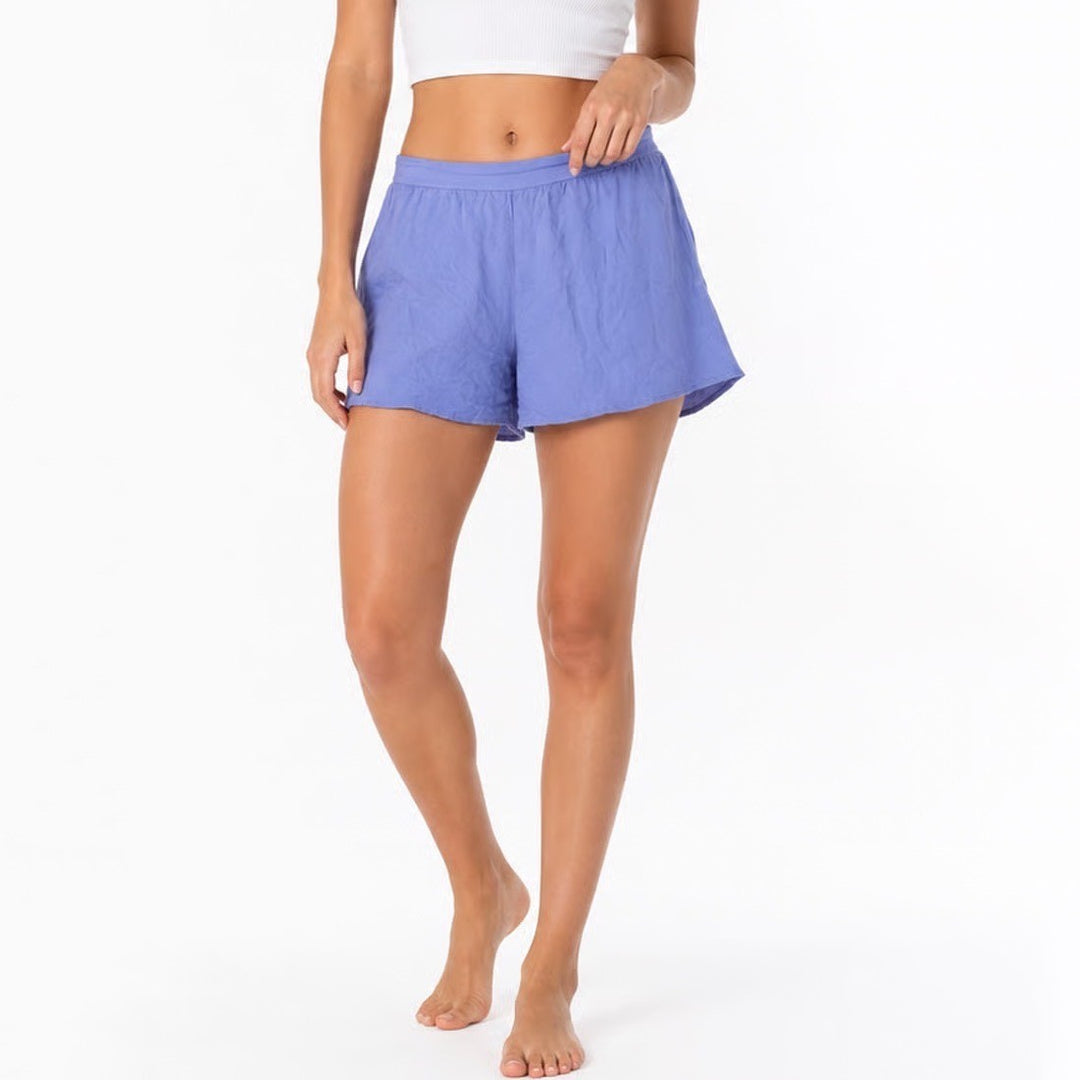 Primark Cares Womens Blue Viscose Elastic Waist Tie Back Shorts Size 4
