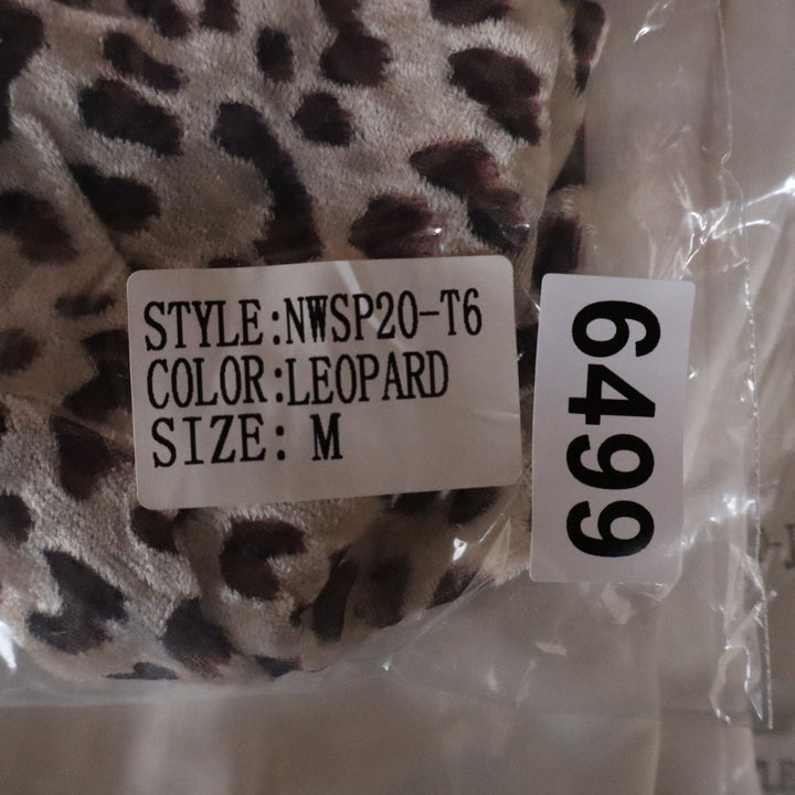 Naked Wardrobe Leopard Print Twist Front Crop Top Long Sleeve Size S/M