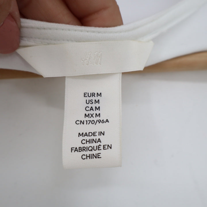 H&M Womens White Square Neck Short Sleeve Stretch Top Size M