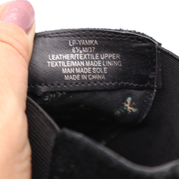 Lucky Brand LP-YAMKA Black Suede Wedge Ankle Boots Womens 6.5M Chelsea Booties