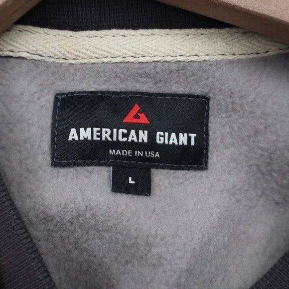 American Giant Midweight Sweatshirt Men L Gray Charcoal Colorblock Cotton Fleece