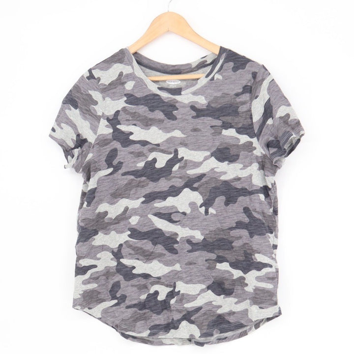 Old Navy Everywear T-Shirt Womens Large Multi Camo Cotton Crew Neck Short Sleeve