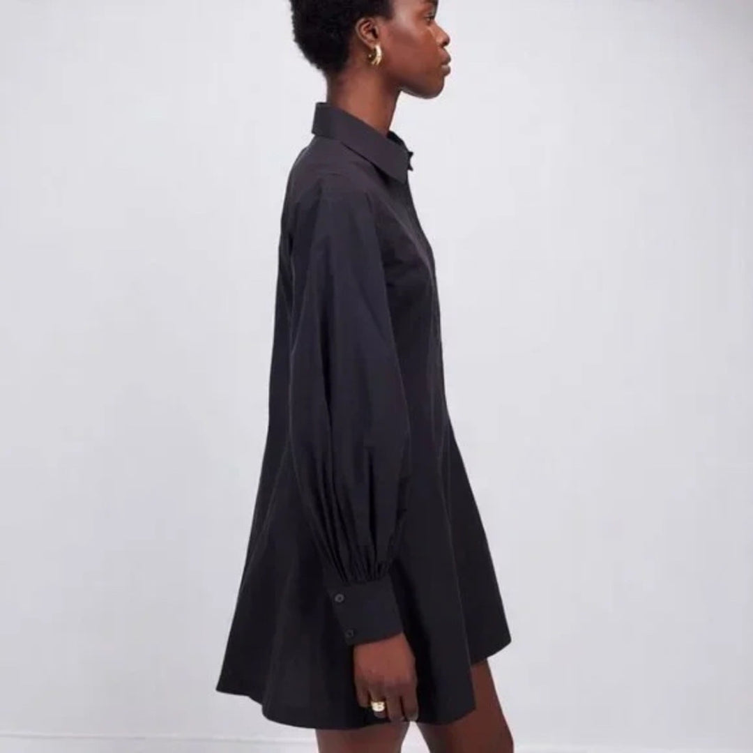 Madewell Seamed Long-Sleeve Mini Shirtdress in Poplin Size 8
