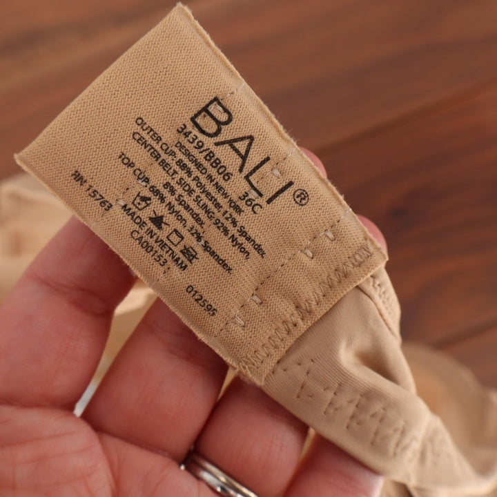 Bali One Smooth U Ultra Lite Bra Women's 36C Beige Stretch Padded Underwire