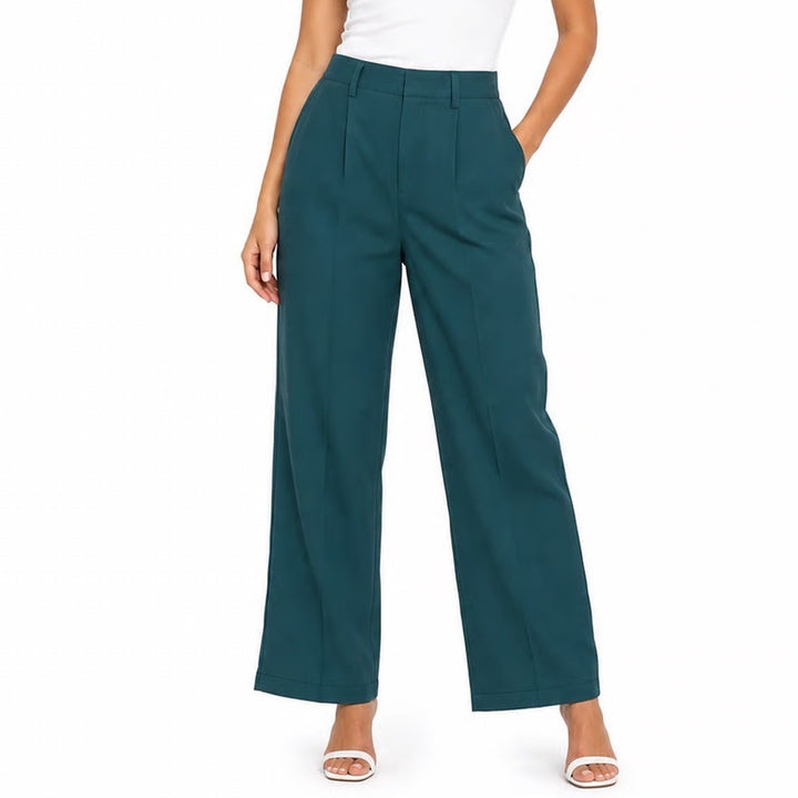 A New Day Teal Green Pleated Wide Leg High Rise Trousers Pants Womens Size 10