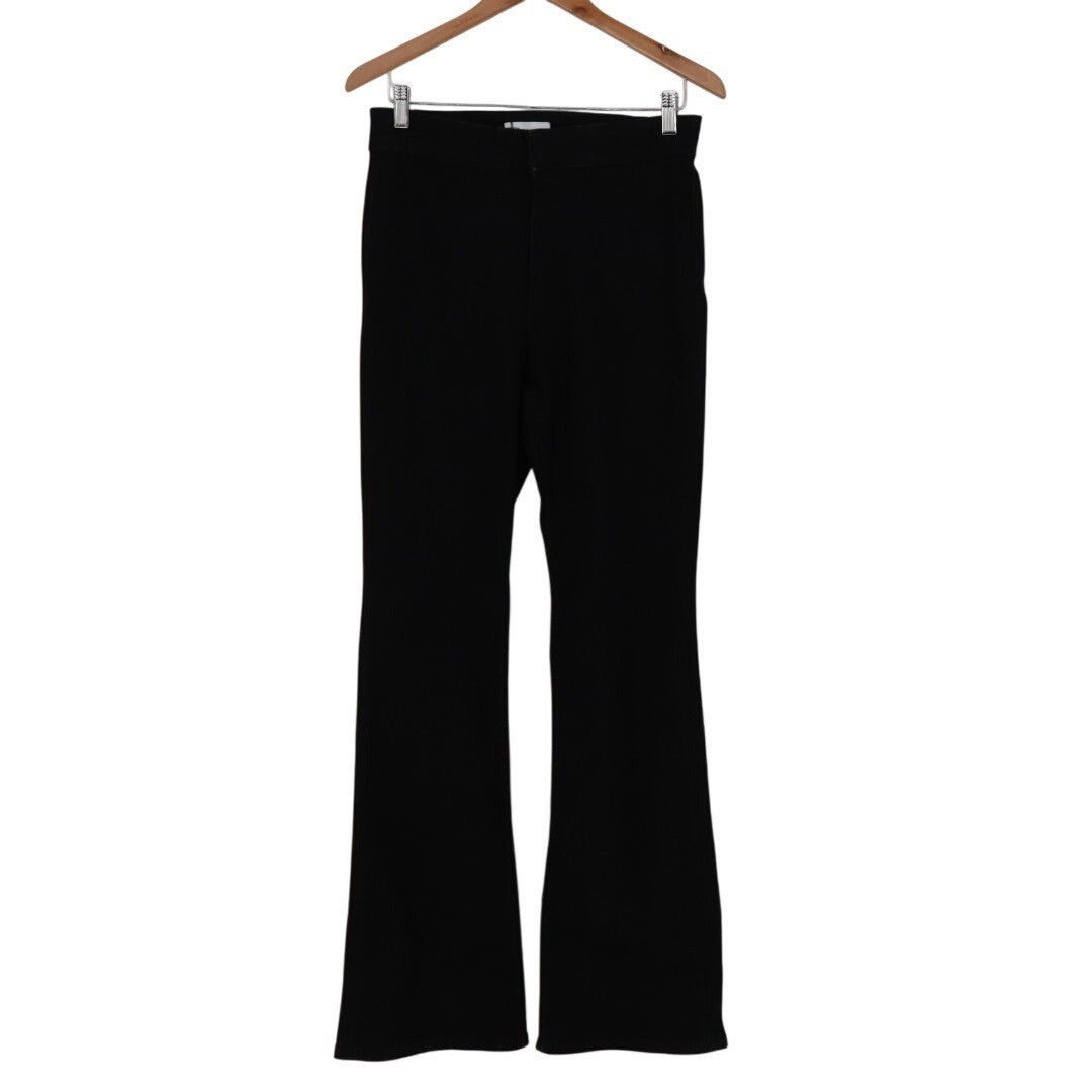 Zara Dress Pants Womens 8 Black Cotton Stretch Slash Pockets Flared Leg Business