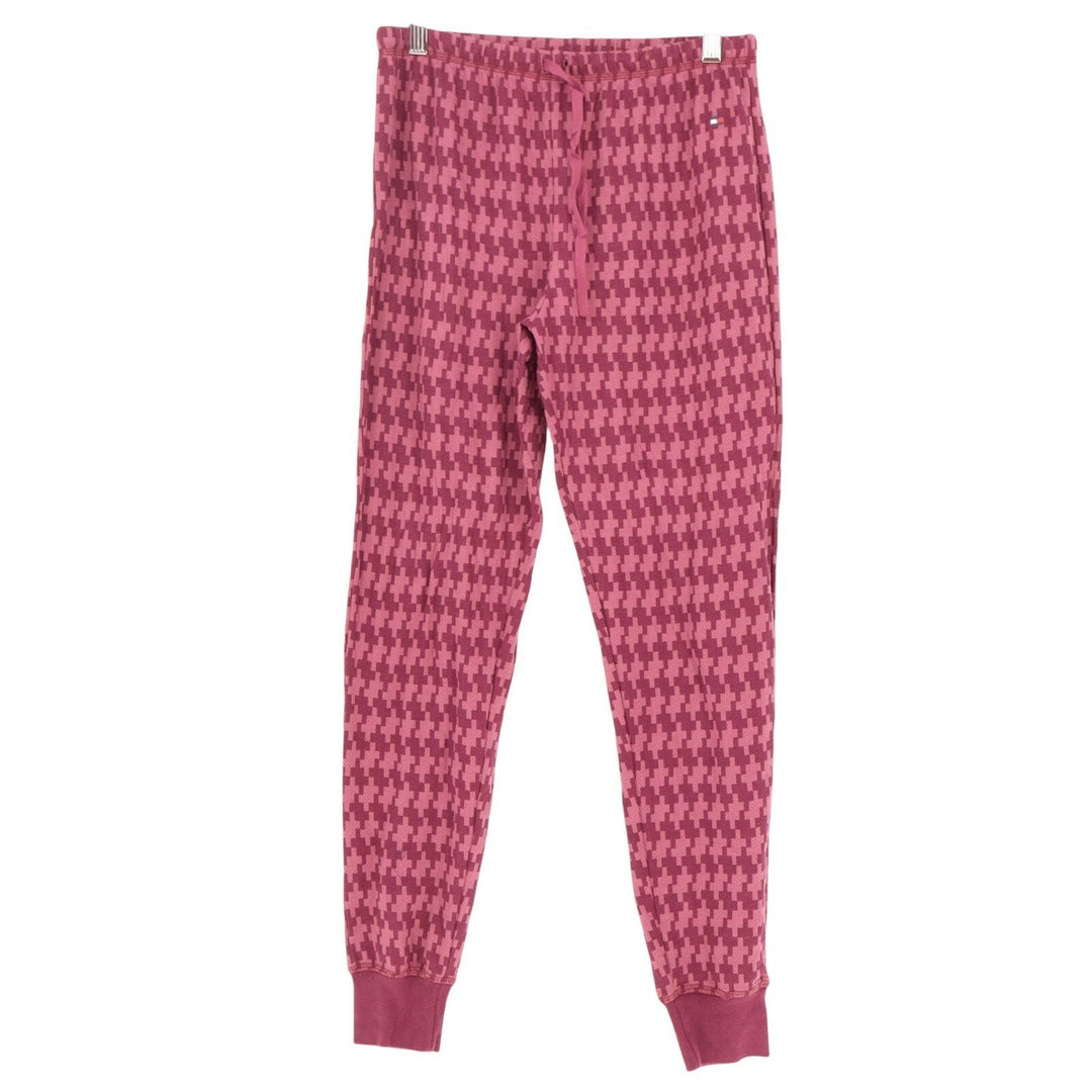Tommy Hilfiger 2-PC Pajamas Set Womens XS Red Houndstooth Cotton Knit Sleepwear