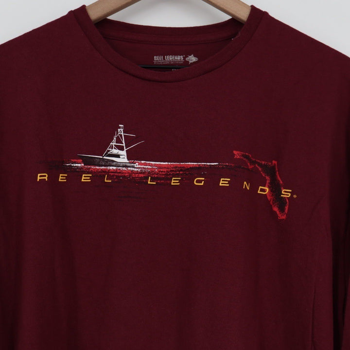 Reel Legends Florida Fishing Boat Marlin Long Sleeve T Shirt Mens XL