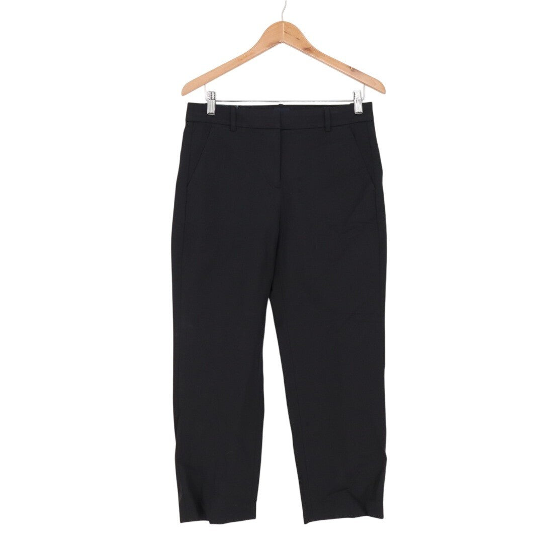 J. Crew Kallie Dress Pants Womens 8P Black Slash Pockets Cotton Wide Leg Formal