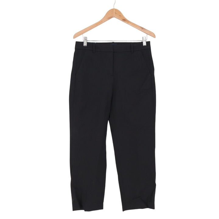 J. Crew Kallie Dress Pants Womens 8P Black Slash Pockets Cotton Wide Leg Formal
