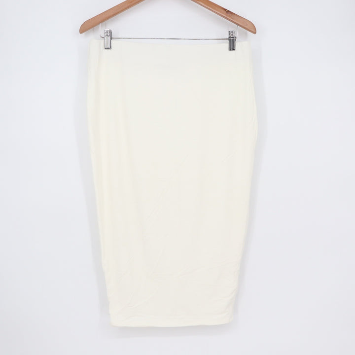 Naked Wardrobe White High Waisted Midi Pencil Skirt 3X Bodycon USA Made