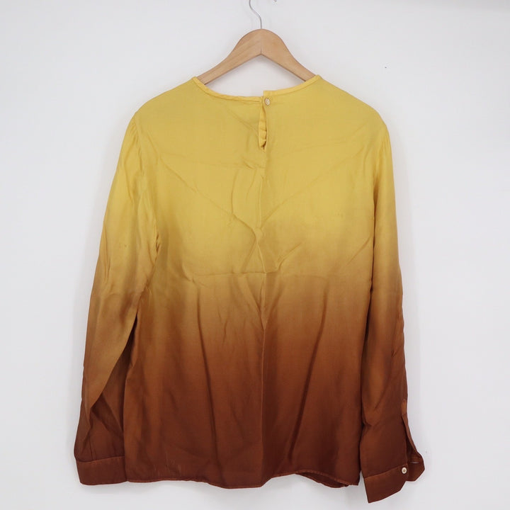 Le Sarte Pettegole Silk Ombre Blouse Yellow Brown Gradient Made in Italy Size 46