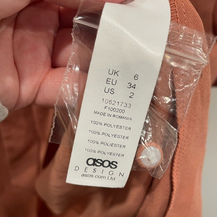 Asos Design Collared Wrap Midi Dress With Tie Belt Size 2