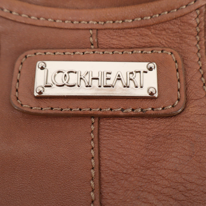 Lockheart Brown Woven Leather Geometric Tote Bag Satchel Shoulder Bag