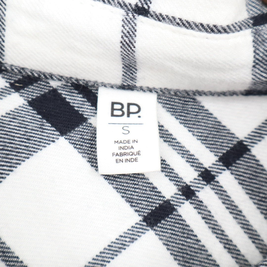 Bp. Flannel Plaid Boxy Shirt Womens S Ivory Black Cotton Spread Collar Button Up