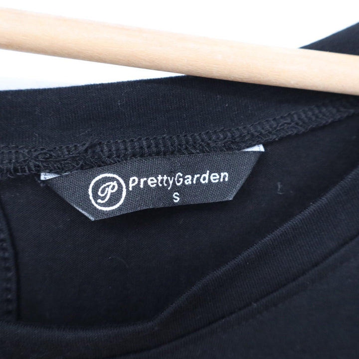 PrettyGarden Black Short Sleeve Drawstring Waist Jogger Jumpsuit 7024 Small
