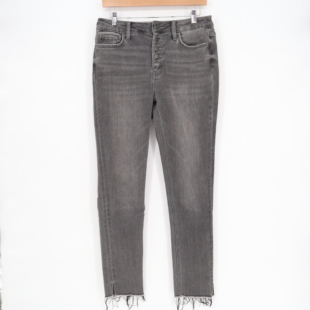 Flying Monkey Jeans Women's 28 Gray Denim Cotton Stretch Raw Hem Ankle Slit