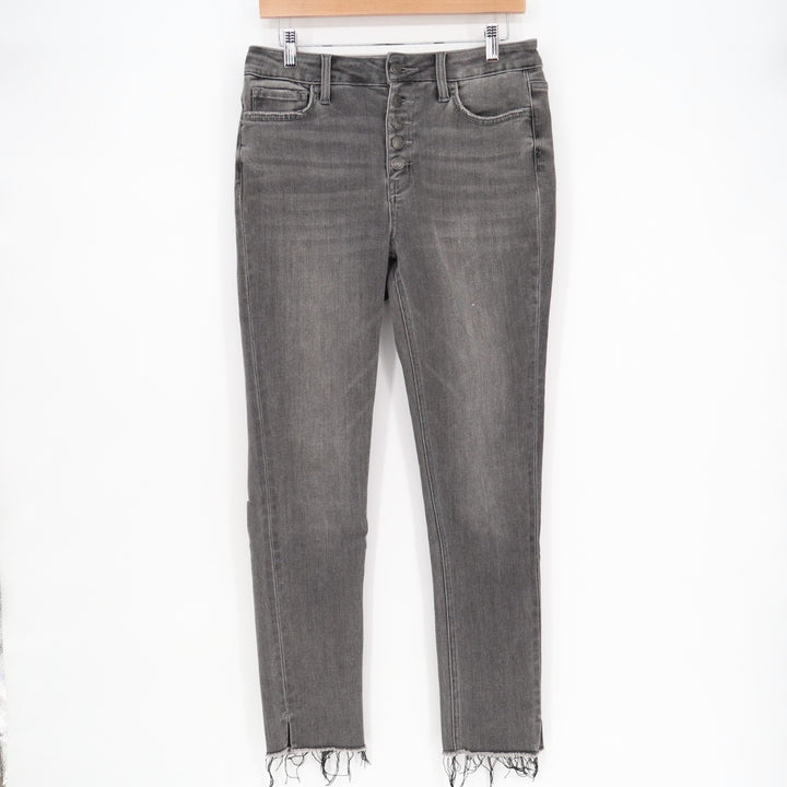 Flying Monkey Jeans Women's 28 Gray Denim Cotton Stretch Raw Hem Ankle Slit