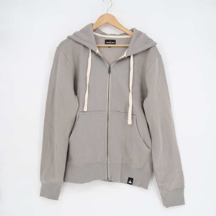 American Giant Hoodie Mens Small Gray Logo Fleece Lined Cotton Kangaroo Pocket