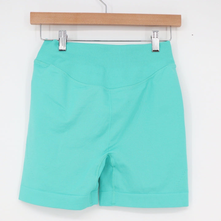 Gymshark Vital Seamless 2.0 Shorts Teal Green High Waisted Athletic Medium