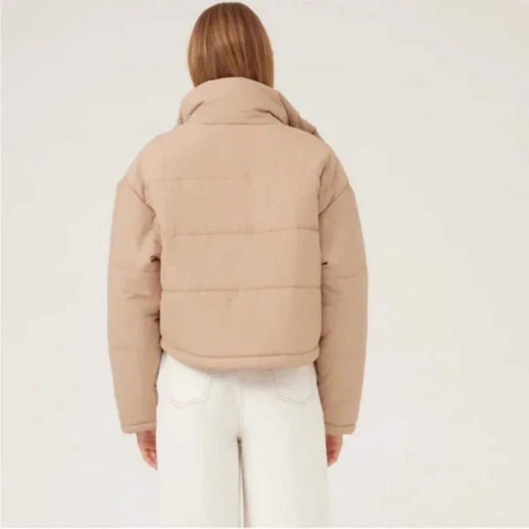 The Fifth Label Tan Cropped Puffer Jacket Size M