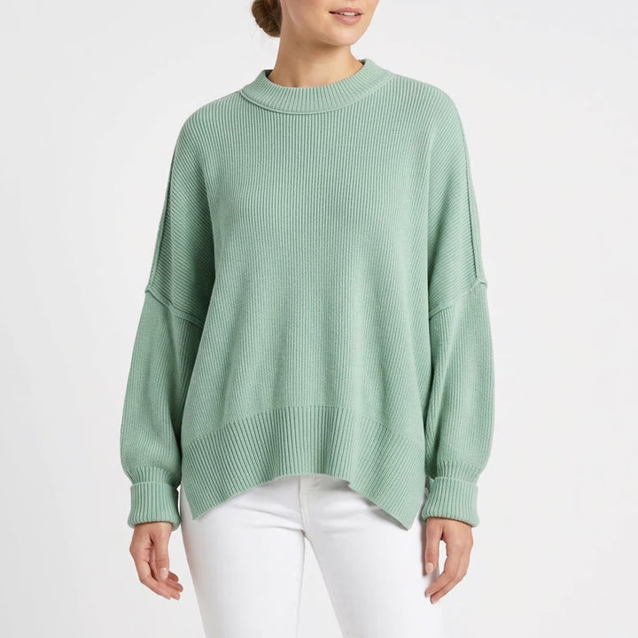 Free People Sweater Women's XS Easy Street Sage Green Ribbed Mock Neck Excellent