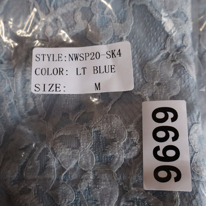 Naked Wardrobe Light Blue Floral Lace Mini Skirt NWSP20-SK4 Womens Medium NEW